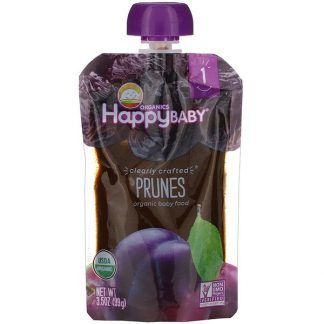 Happy Family Organics, Organic Baby Food, Stage 1, Clearly Crafted, Prunes, 4 + Months, 3.5 oz (99 g)