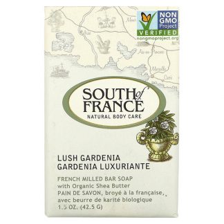 South of France, French Milled Bar Soap with Organic Shea Butter, Lush Gardenia, 1.5 oz (42.5 g)