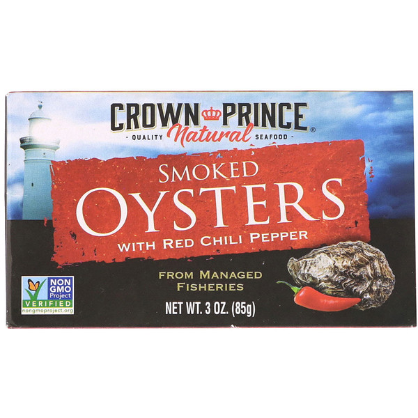Crown Prince Natural, Smoked Oysters, with Red Chili Pepper, 3 oz (85 g) 1 Crown Prince Natural, Smoked Oysters, with Red Chili Pepper, 3 oz (85 g)