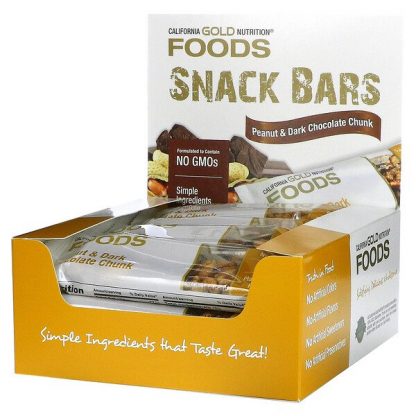 California Gold Nutrition, FOODS, Peanut & Dark Chocolate Chunk Bars, 12 Bars, 1.4 oz (40 g) Each