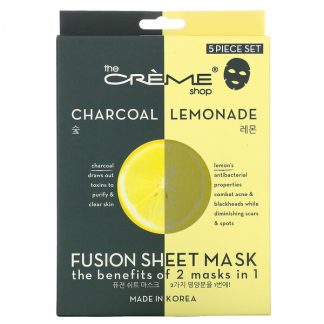 The Creme Shop, Fusion Beauty Sheet Mask, Charcoal Lemonade, 5 Sheets, 4.40 oz (125 g)