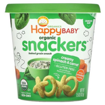 Happy Family Organics, Organic Snackers, Creamy Spinach & Carrot, 1.5 oz (42.5 g)