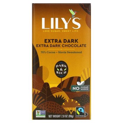 Lily's Sweets, Extra Dark Chocolate Bar, Extra Dark, 70% Cocoa, 2.8 oz (80 g)