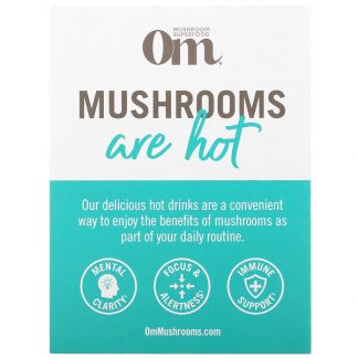 Om Mushrooms, Hot Drink Sample Pack, Hot Chocolate, Matcha Latte, Coffee, Coffee Latte Blend, 4 Packets