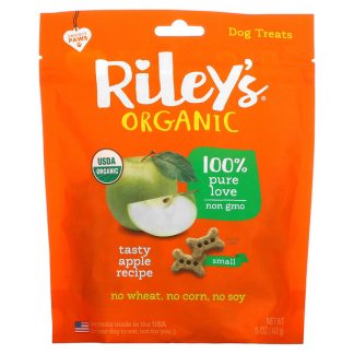 Riley's Organics, Dog Treats, Small Bone, Tasty Apple Recipe, 5 oz (142 g)