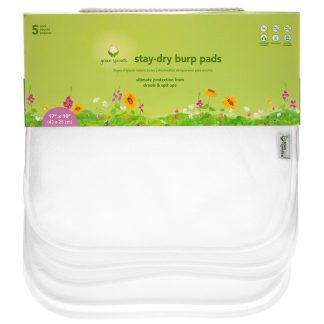 Green Sprouts, Stay-Dry Burp Pads, White, 5 Pack