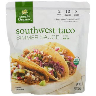 Simply Organic, Organic Simmer Sauce, Southwest Taco, For Beef, 8 oz (227 g)