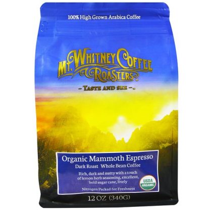 Mt. Whitney Coffee Roasters, Organic Mammoth Espresso, Whole Bean Coffee, Dark Roast, 12 oz (340 g)