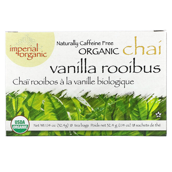 Uncle Lee's Tea, Imperial Organic Vanilla Rooibos Chai, Caffeine Free, 18 Tea Bags, 1.14 oz (32 Uncle Lee's Tea, Imperial Organic Vanilla Rooibos Chai, Caffeine Free, 18 Tea Bags, 1.14 oz (32.4 g)