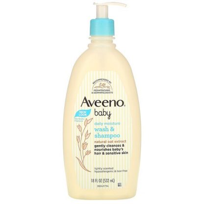 Aveeno, Baby, Daily Moisture Wash & Shampoo, Lightly Scented, 18 fl oz (532 ml)